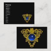 GOLD CELTIC HEART JEWEL BLUE SAPPHIRE GEMSTONE VISITEKAARTJE (Voorkant / Achterkant)