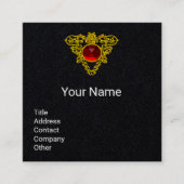 GOLD CELTIC HEART JEWEL MET RODE RUBY Black Vierkante Visitekaartje (Voorkant)