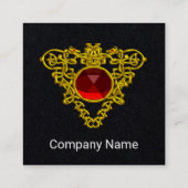 GOLD CELTIC HEART JEWEL MET RODE RUBY Black Vierkante Visitekaartje (Achterkant)