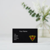 GOLD CELTIC HEART JEWEL MET RODE RUBY Black Visitekaartje (Staand voorkant)
