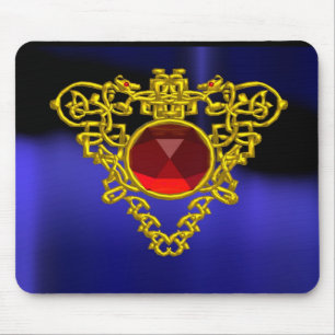 GOLD CELTIC HEART JEWEL MET RODE RUBY GEMSTONE MUISMAT
