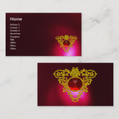 GOLD CELTIC HEART JEWEL Red Ruby Gemstone, Bourgog Visitekaartje (Voorkant / Achterkant)