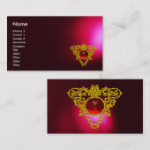 GOLD CELTIC HEART JEWEL Red Ruby Gemstone, Bourgog Visitekaartje (Voorkant / Achterkant)