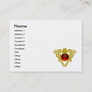 GOLD CELTIC HEART JEWEL, RED RUBY GEMSTONE White Visitekaartje