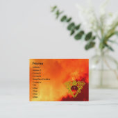 GOLD CELTIC HEART JEWEL, RUBY GEM Red Yellow Sky Visitekaartje (Staand voorkant)