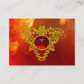 GOLD CELTIC HEART JEWEL, RUBY GEM Red Yellow Sky Visitekaartje (Achterkant)