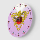 GOLD CELTIC HEART MET RODE RUBY, zwart Grote Klok (Hoek)