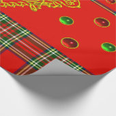 GOLD CELTIC HEART, RUBY, RED GREEN SCOTTISH TARTAN CADEAUPAPIER (Hoek)