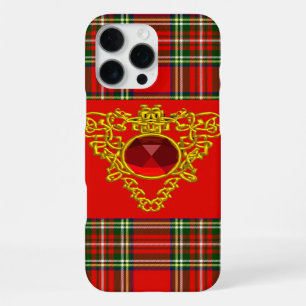 GOLD CELTIC HEART, RUBY, RED GREEN SCOTTISH TARTAN iPhone 16 PRO MAX HOESJE