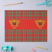 GOLD CELTIC HEART, RUBY, RED GREEN SCOTTISH TARTAN TISSUEPAPIER (Craft)