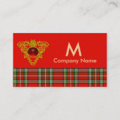 GOLD CELTIC HEART, RUBY, RED GREEN SCOTTISH TARTAN VISITEKAARTJE (Achterkant)
