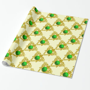 GOLD CELTIC HEART Saint Patrick's Day Cadeaupapier