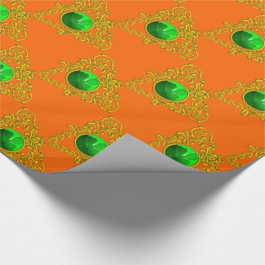 GOLD CELTIC HEART Saint Patrick's Day Oranje Cadeaupapier (Hoek)