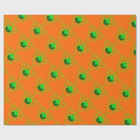 GOLD CELTIC HEART Saint Patrick's Day Oranje Cadeaupapier (Vlak)