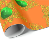 GOLD CELTIC HEART Saint Patrick's Day Oranje Cadeaupapier (Rol Hoek)