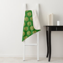 Gold Celtic Horse Pattern Sherpa Deken