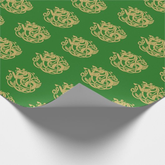 Gold Celtic Horse Pattern Wrapping Paper Cadeaupapier (Hoek)