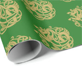 Gold Celtic Horse Pattern Wrapping Paper Cadeaupapier (Rol Hoek)