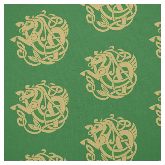 Gold Celtic Horse Symbool Stof (Swatch)