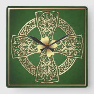 Gold Celtic Irish Square Clock Vierkante Klok