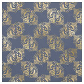 Gold Celtic Knoks met Dragons op Blue Stof (Swatch)