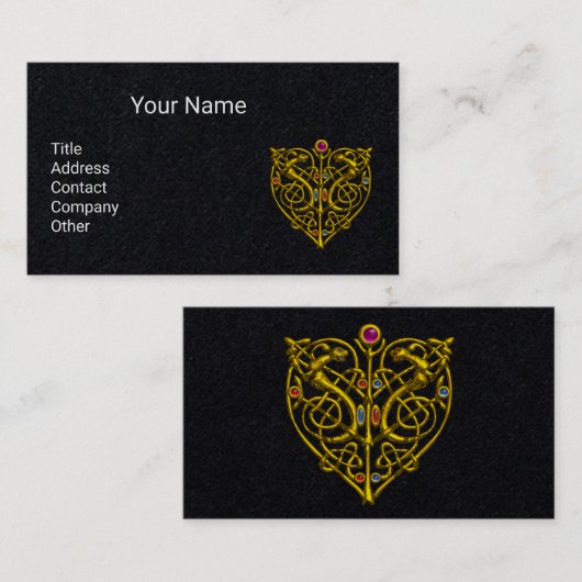 GOLD CELTIC KNOT HYPER VALENTIJN HEART Black Visitekaartje (Voorkant / Achterkant)