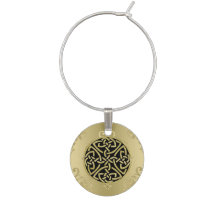 Gold Celtic Knot on Antiek Gold Damask Wine Charm