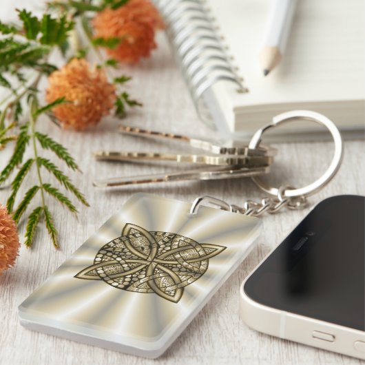 Gold Celtic Knot Original Art Design Sleutelhanger (Voorkant Rechts)