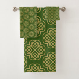 Gold Celtic Shamrock Pattern Bad Handdoek