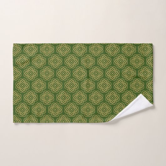 Gold Celtic Shamrock Pattern Bad Handdoek (Handdoek)
