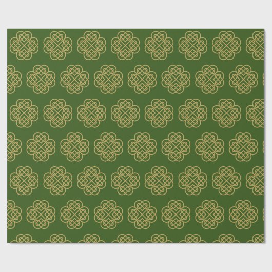 Gold Celtic Shamrock Pattern Cadeaupapier (Vlak)