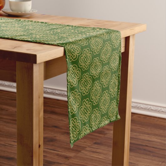 Gold Celtic Shamrock Pattern Korte Tafelloper (Voorbeeld)