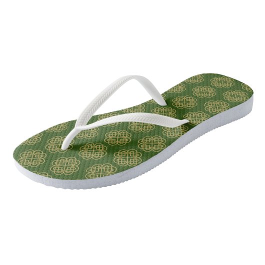 Gold Celtic Shamrock Pattern Teenslippers (Schuin)