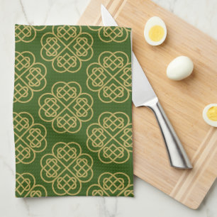 Gold Celtic Shamrock Pattern Theedoek