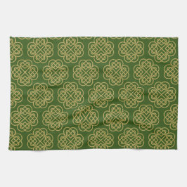 Gold Celtic Shamrock Pattern Theedoek