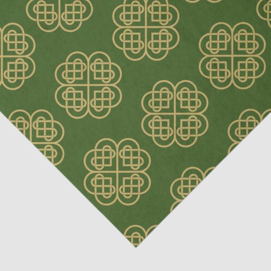 Gold Celtic Shamrock Pattern Tissuepapier (Detail)