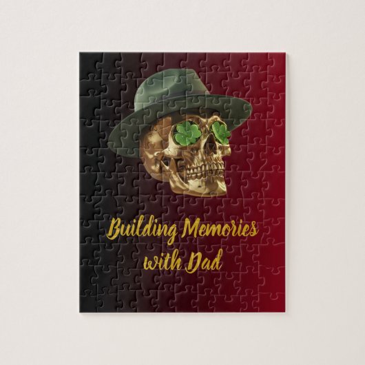 Gold Celtic Skull Green Clover Father's Legpuzzel (Verticaal)