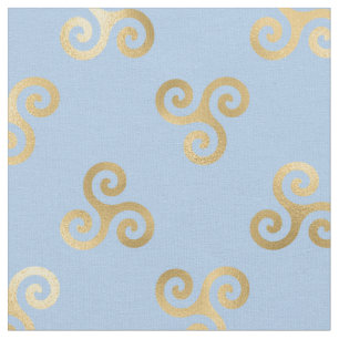 Gold Celtic Triskante Spirals op Light Blue Stof