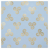 Gold Celtic Triskante Spirals op Light Blue Stof (Swatch)