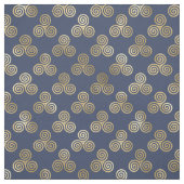 Gold Celtic Triskante Spirals op Navy Blue Stof (Swatch)