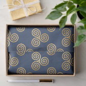 Gold Celtic Triskante Spirals op Navy Blue Tissuepapier (Geschenk)