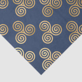 Gold Celtic Triskante Spirals op Navy Blue Tissuepapier (Detail)