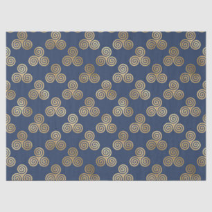 Gold Celtic Triskante Spirals op Navy Blue Tissuepapier