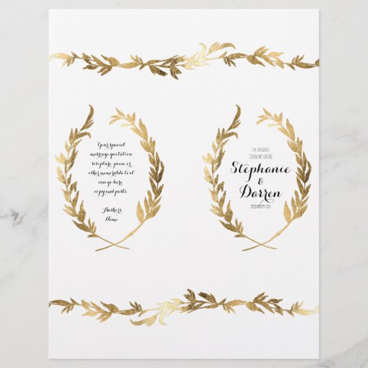 Gold Ceremony Program Olive Laurel Leaf Wreate (Voorkant)