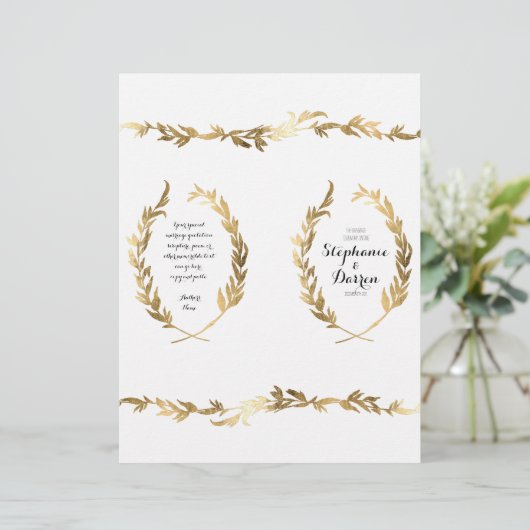 Gold Ceremony Program Olive Laurel Leaf Wreate (Staand voorkant)