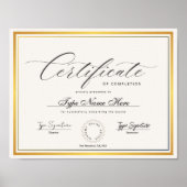 Gold Certificate of completion, award diploma Poster (Voorkant)
