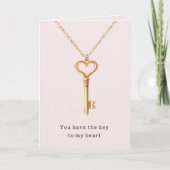Gold Chain Heart Necklace Key To Heart Love Kaart (Voorkant)