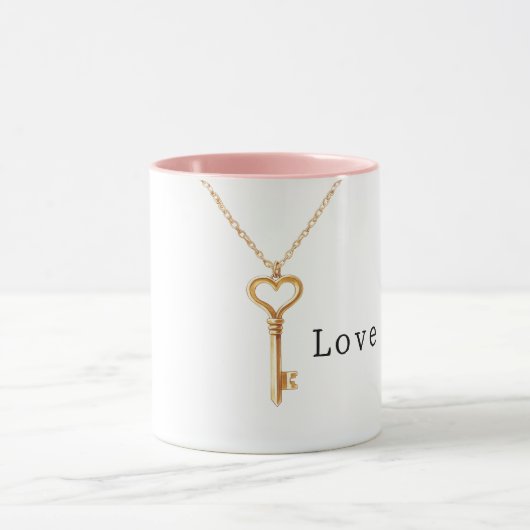 Gold Chain Heart Necklace Love Mok (Midden)