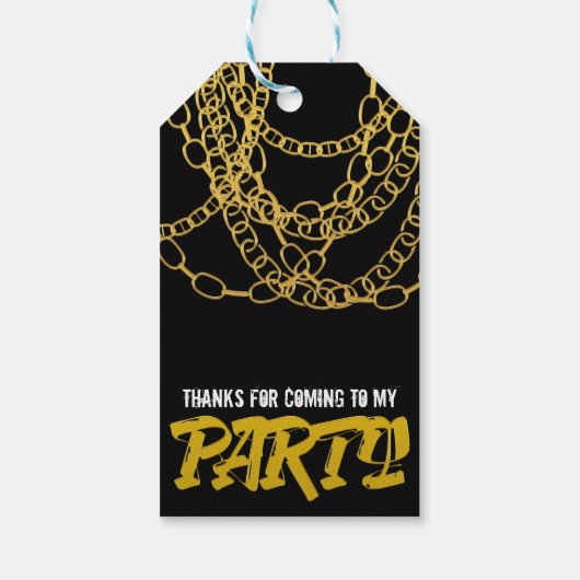 Gold Chains Black Hip Hop Dance Birthday Party Cadeaulabel (Achterkant)