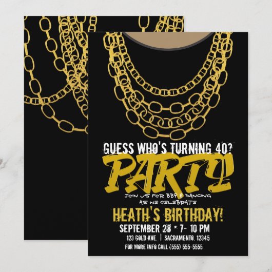 Gold Chains Black Hip Hop Dance Birthday Party Kaart (Voorkant / Achterkant)